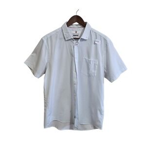 International Report Men's Short Sleeve 4-Way Stretch Shirt Size LG White Blue